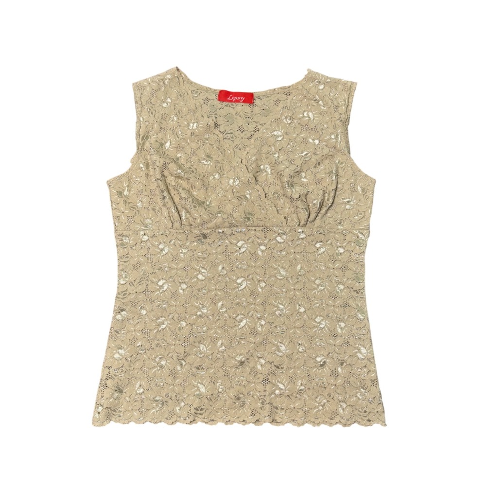 Vintage Y2K Babydoll Top Lipsy Lace Champagne Color Women's Size Medium